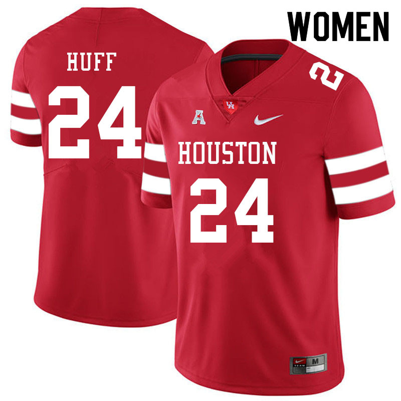 Women #24 Jett Huff Houston Cougars College Football Jerseys Sale-Red